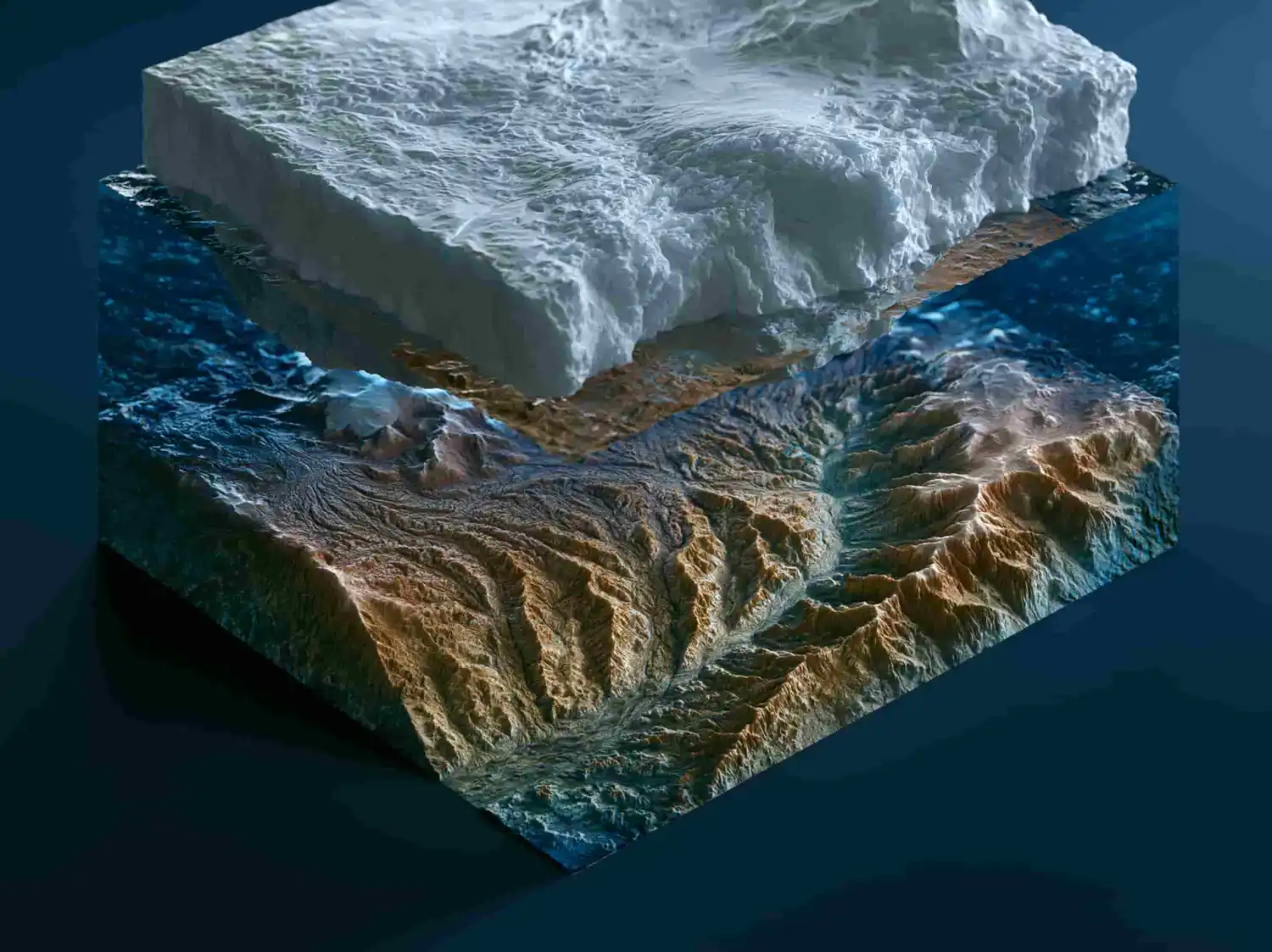 Geofísica polar: Científicos cartografían un paisaje fluvial de 34 millones de años preservado bajo el hielo de la Antártida Oriental