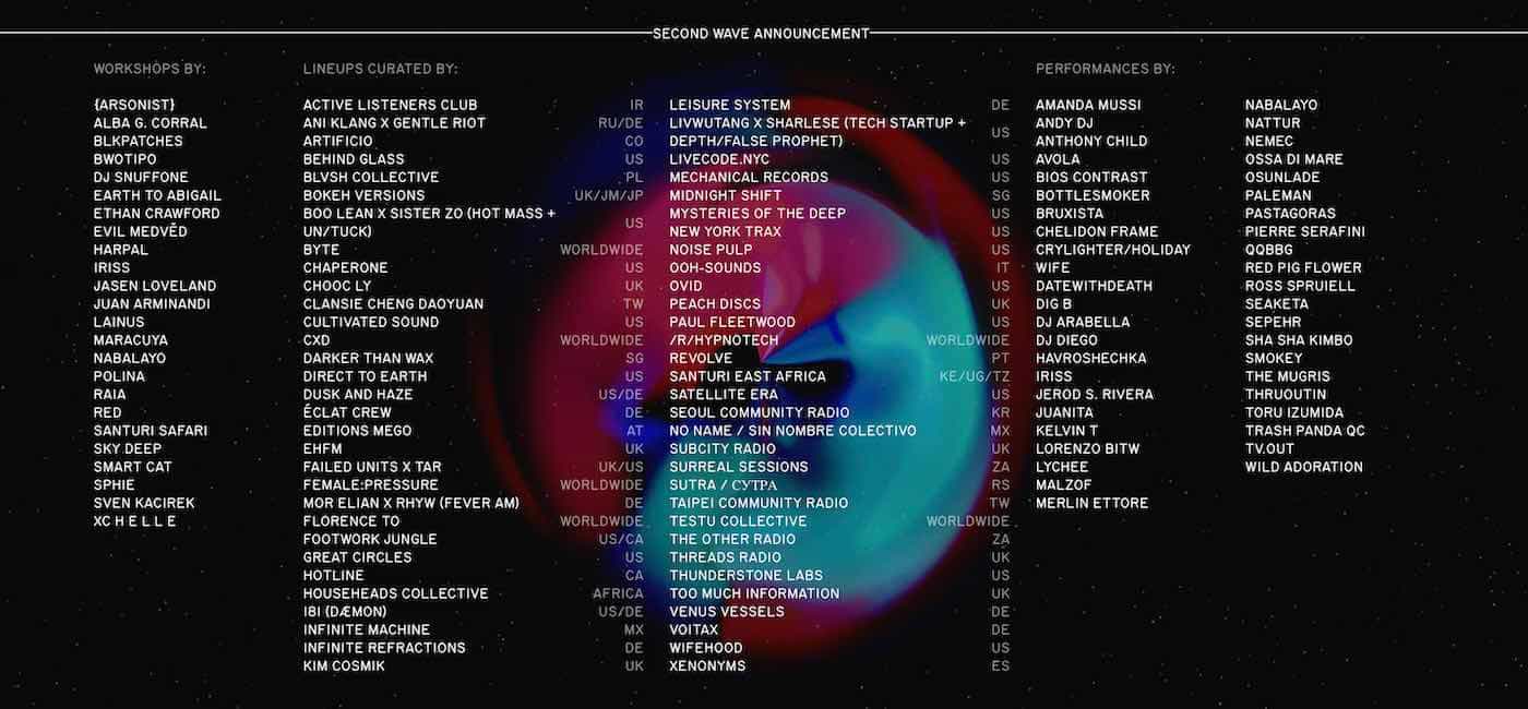 Currents.fm announces second wave line-up with over 300 artists and 50 collectives, featuring Amanda Mussi, Ossa Di Mare, Paleman, Leisure System, & more.