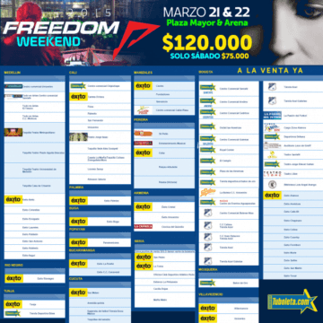 FREEDOM: Dónde puedo comprar mis boletos ? Último en preventa a 75.000