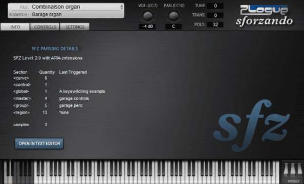 Sforzando, un reproductor SFZ gratuito