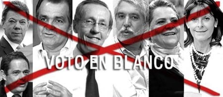 Voto en blanco sería el ganador en las elecciones presidenciales en Colombia