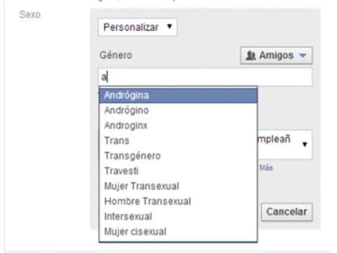 Facebook ahora amable con cualquier género sexual