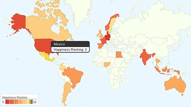 El ‘Mapa de la felicidad’ según los tweets del mundo