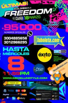 Freedom 2017: Pasabordos a 95000 HASTA EL MIÉRCOLES 8 DE MARZO 11:59PM