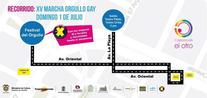 Recorrido: XV Marcha del orgullo Gay, Domingo 1 de Julio
