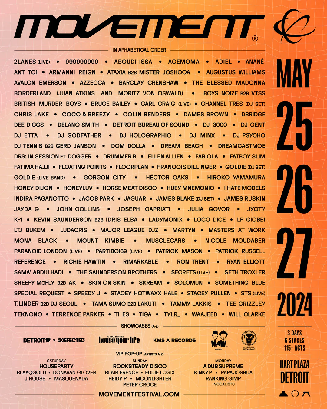 Movement Festival en Detroit anuncia Line Up para su edición 2024: Floating Points, James Ruskin, Delano Smith, Ryan Elliot, Dj Seoul y muchos más.
