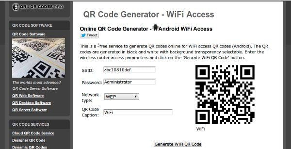 Convertir la clave del WiFi en un código QR para un rápido acceso