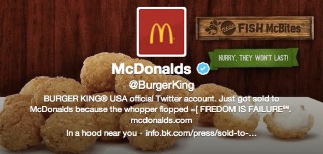Piratean la cuenta de Burger King en Twitter y la convierten en la de McDonald's