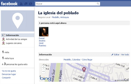 Facebook Places, (Facebook Lugares) ahora funcionando en Colombia y en todas partes del mundo! Foursquare Killer!