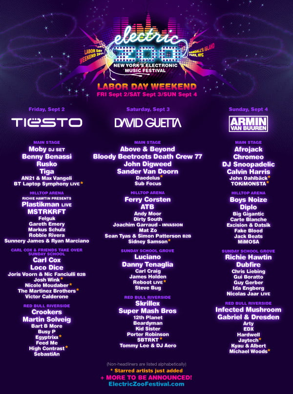 Electric Zoo Lineup - 14 New Artists Added