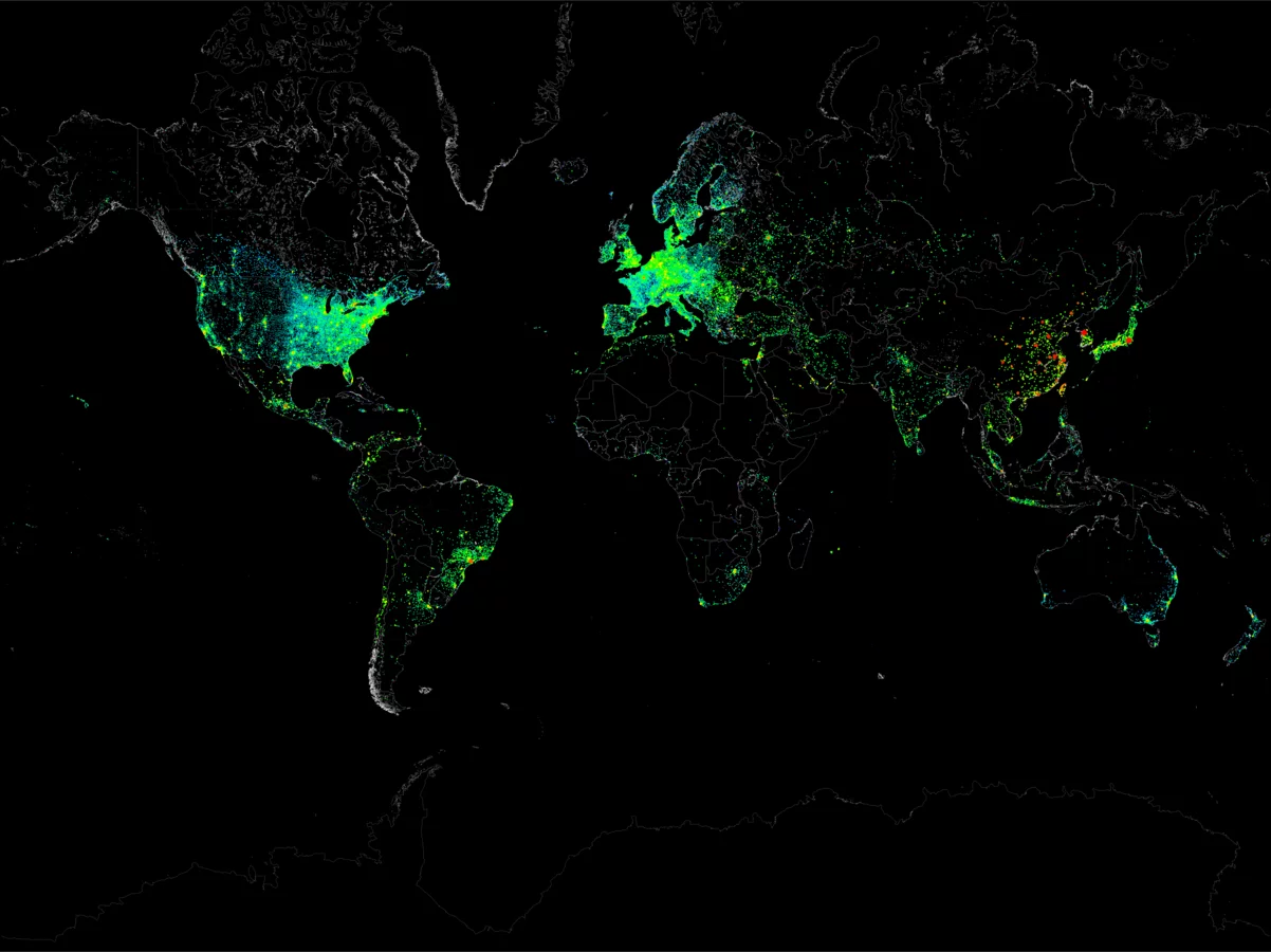 Mira cómo el mundo se conecta a Internet en un lapsus de 24 horas en éste GIF